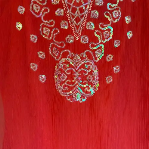 Studio West Apparel NWT 2 PC Set Hot Coral SZ 2X Embroidered Beads Gauze