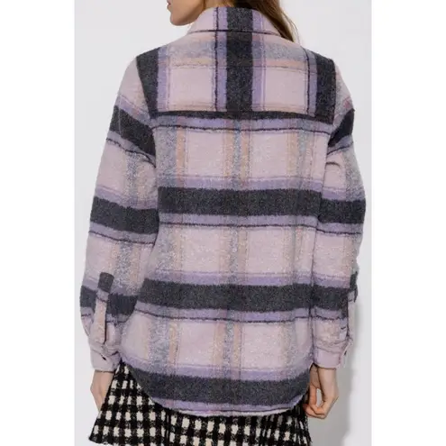 All Saints Phoebe Grey Purple Check Wool Blend Flannel Button Up Shirt Size 0