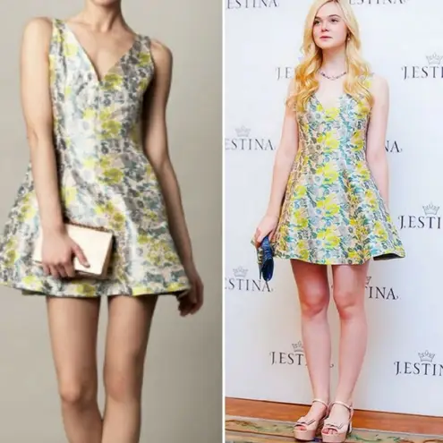 Opening Ceremony Floral Fit and Flare Jacquard Elle Fanning Skater Dress Sz 2