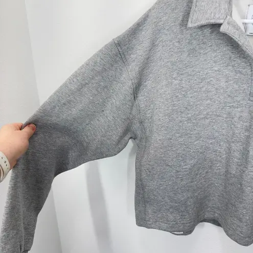 MPG Sport Grey Collared Pullover Sweatshirt Cropped Boxy Athleisure Size Medium - Image 8