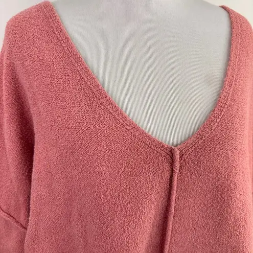 Free People  Pink Take Me Places Oversized Draped Sweater Size Large