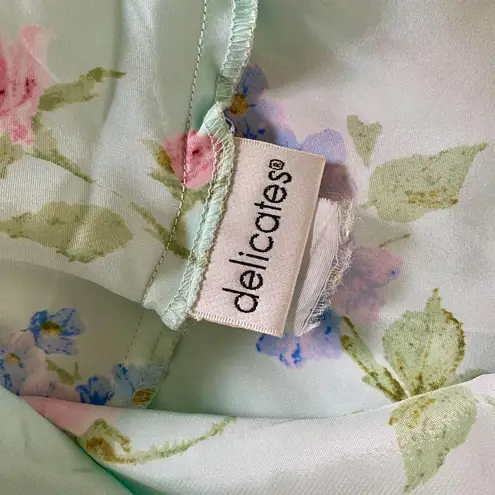 Delicates Early 2000's Coquette Fairy Teal Blue Satin Mini Lingerie Slip Dress L