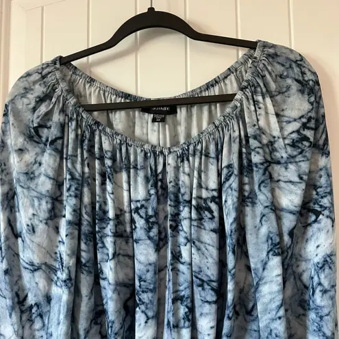 Karen Kane Tie Front Top Blouse Marble Print Long Sleeve XS