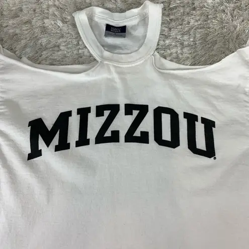 Mizzou White T Cold Shoulder T Shirt Sz Medium