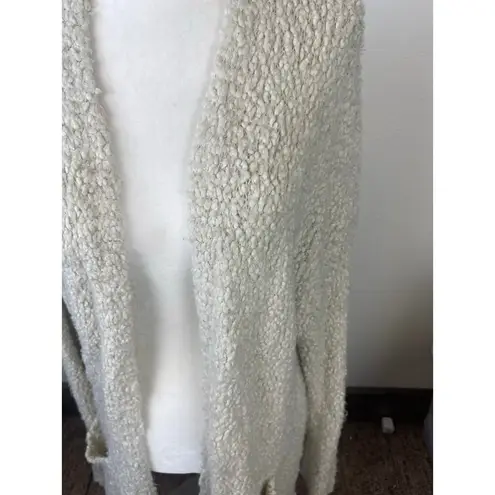 Mossimo Sherpa Teddy Bear Longline Cardigan Sweater Cream Glitter Womens M White Size M