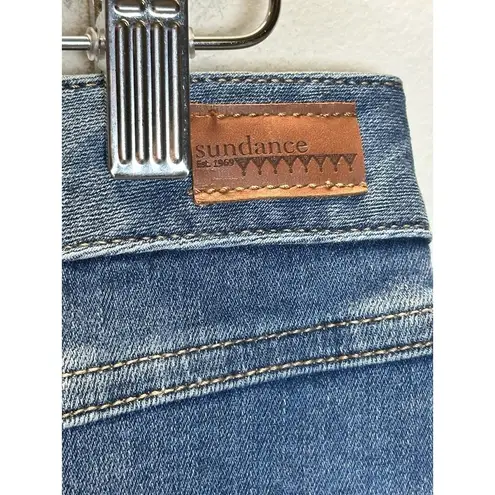 Sundance Denim Skirt with Raw Hem Size Medium Knee Length Medium Wash