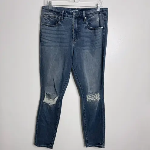 Good American  Good Legs Crops In‎ Blue261 Ripped Knees Size 12/31