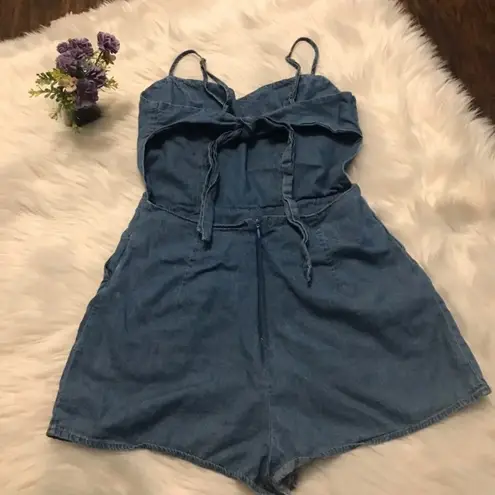 Nasty Gal Pistola Chambray Tie Back Romper 