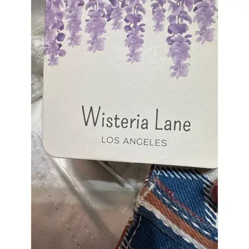 Wisteria Lane Geometric Flare Pants S White/Multicolor 98% Cotton & 2% Spandex White