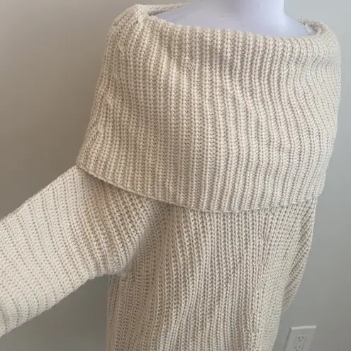 Umgee  Ribbed Foldover Sweater Cream