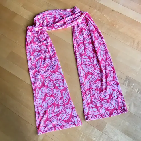 Butterfly Burnout Semi Sheer Scarf, Orange, White Orange