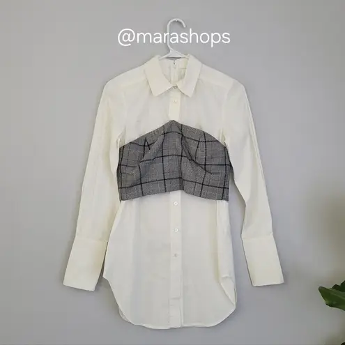 Sea New York Plaid Corset Button Down Shirt Gray Size XS