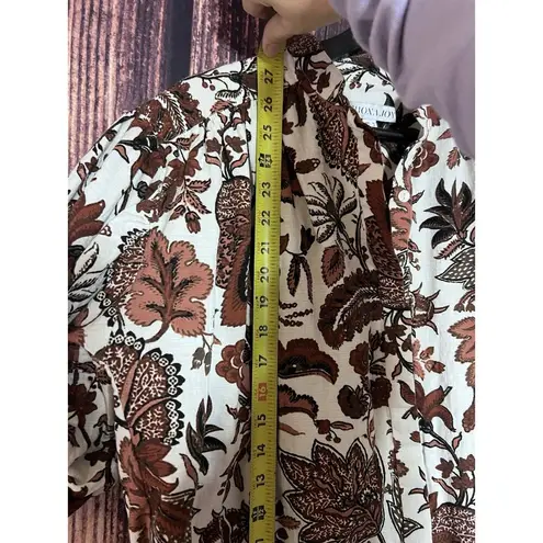 Shona joy LShona Joy Women's Brown Pallenberg Floral Linen Peplum Blouse Sz 6 Ballon $335