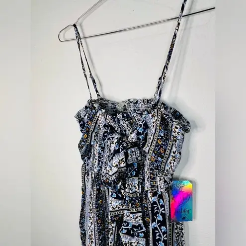 Justify Boho Floral Smocked Mini Dress Trendy Ruffles Lightweight Size Medium