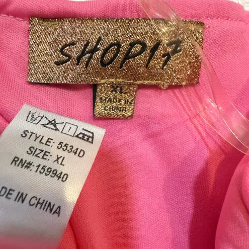 Shop17 XL sequin cowl neck stretch open low back mini dress D4 3048 Pink