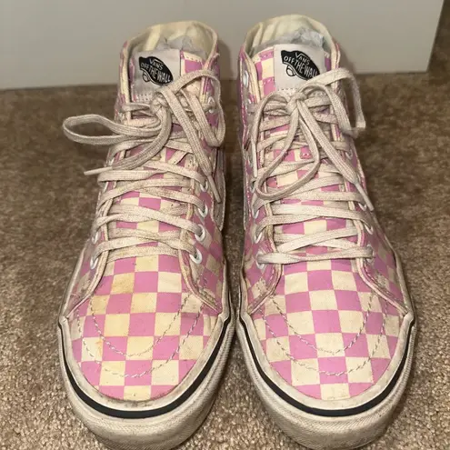 Vans  Pink and White Checkered Sneakers - Image 3