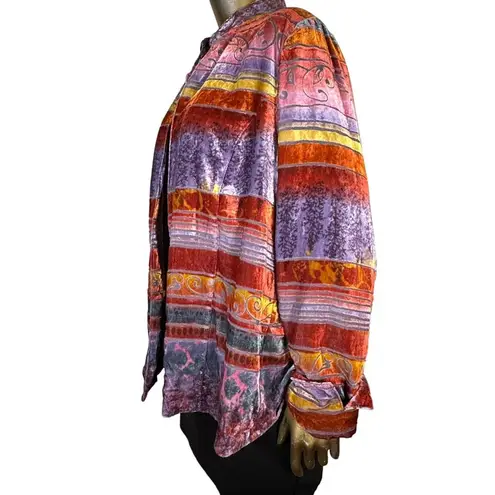 Coldwater Creek Vintage Jacket Women's Velour Western Hippie Boho 90s Large