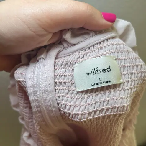 Wilfred Free Women's Long Sleeve Ruffle Smocked Top Pink Size L coquette girly