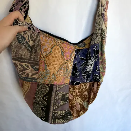 Handmade Boho slingbag pockets zipper cotton shoulder bag patchwork large