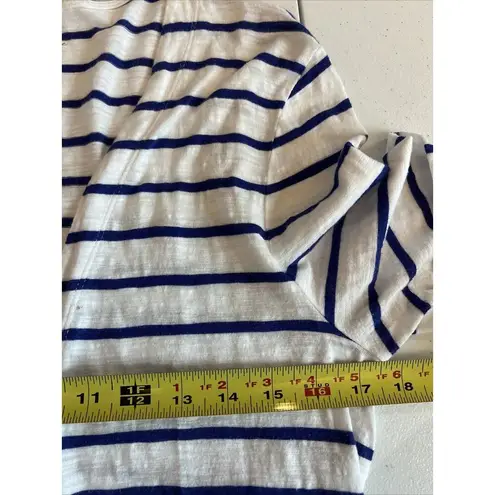 Chico's  Sz 1 Medium The Ultimate Tee Cardigan Plus White and Blue Stripe Cotton