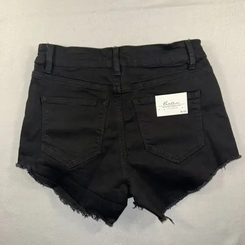 KanCan NWT Size 7/27 Black Denim Frayed Hem High Rise Shorts