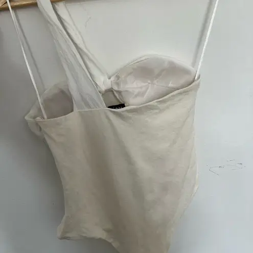Atoir white cream the fleur one shoulder natural fiber bandeau bodysuit small