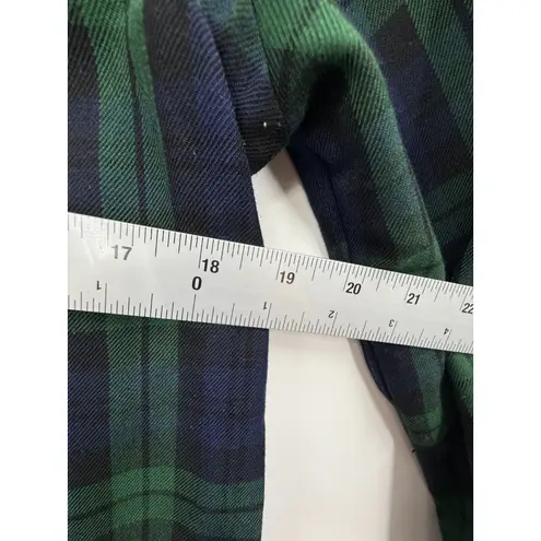 Trovata Birds Of Paradise Plaid Flannel Shirt Green Blue Checkered Cotton Large