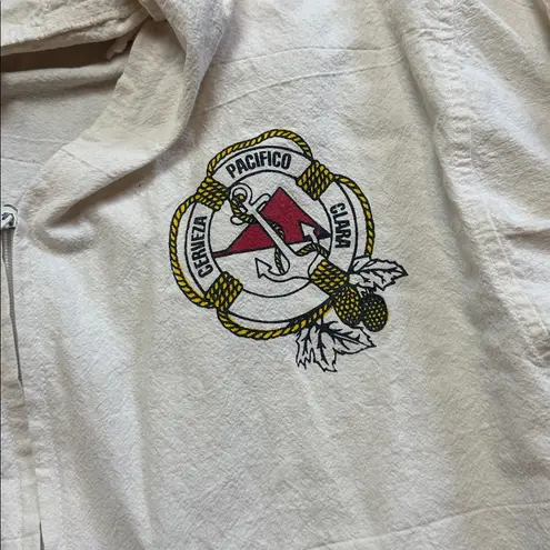 VTG PACIFICO BEER MAZATLAN MEXICO ZIP UP HOODIE BEACH JACKET White Size M