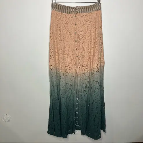 Gimmicks by BKE Gimmicks ombre lace‎ button front maxi skirt teal peach women’s size large