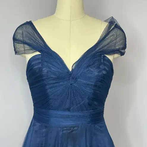 Allure Bridesmaid Style 1450 Navy Tulle Dress 10 Blue