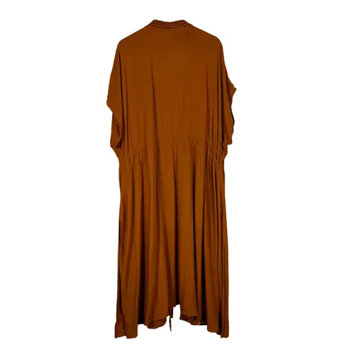 Curations Tie Front Cardigan Plus Size 3X Rust Orange Embroidered Cottagecore