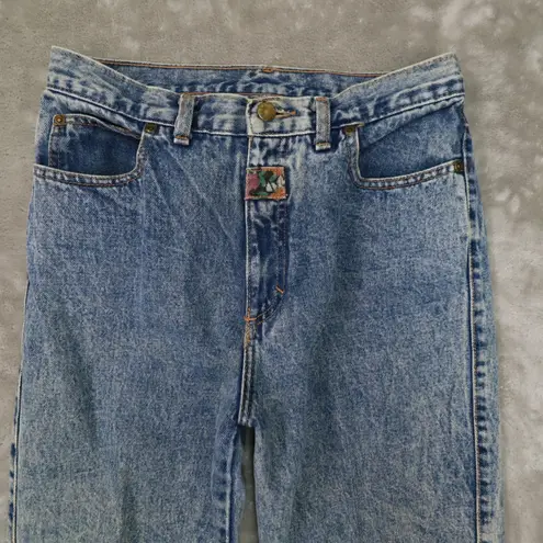 Zena Vintage 80s Stone Washed Zipper Back Bows size 11 (29x27.5) USA Made Blue