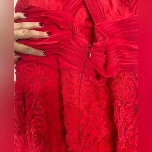 Aidan Mattox STUNNING V Neck Pleated Floral Textured Skirt Size 10 Prom Dress