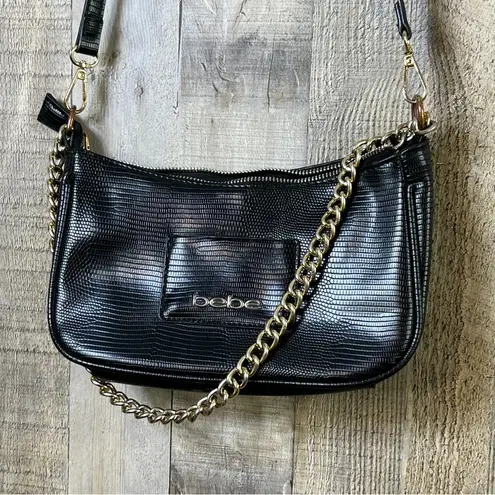 Bebe  crossbody Black Purse with Golden Hardware