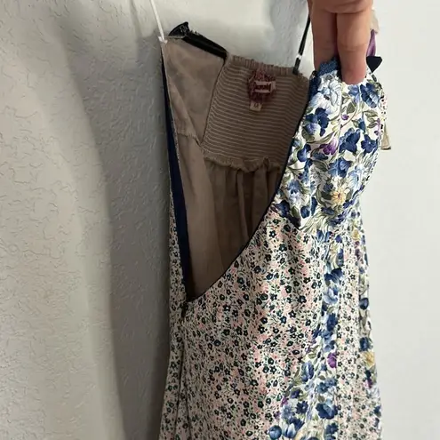 Humming Floral Vine Strap Dress Fairy Cottage Milkmaid Feminine Fae Earthy Blue Size M