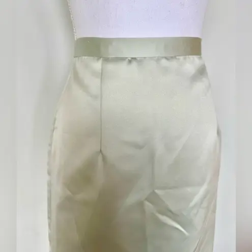 Elegant Vintage Seafoam Satin Maxi Skirt | Size 10 | EUC | Lined Green