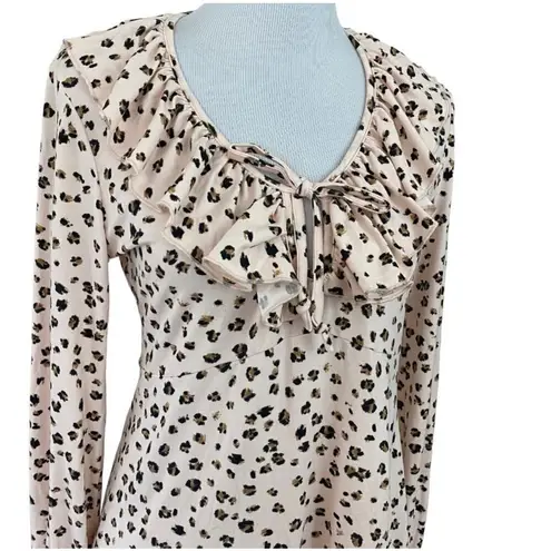 NWT ROW A Women's Animal Print Ruffle Dress Size LARGE Knee Length Casual Dress