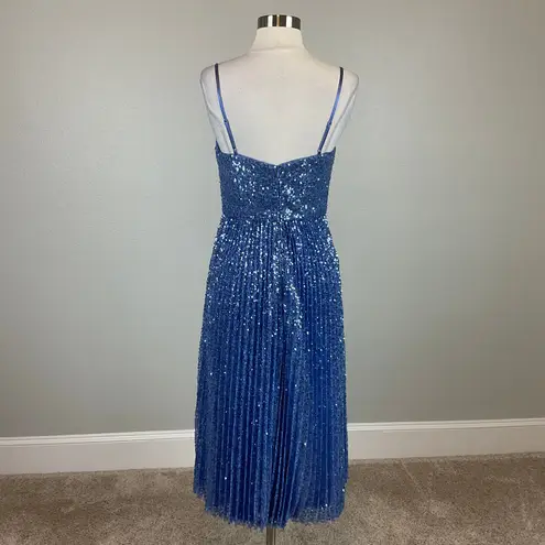 Aidan Mattox Sequined Colorful Sleeveless A-Line Midi Cocktail Dress Blue Size 4