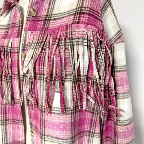 *NEW* Haptics Fringe Shacket Pink