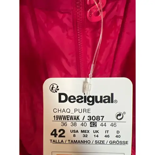 Desigual  Pink‎ Peace Love Heart Print Hooded Windbreaker Jacket Size 8 NWT
