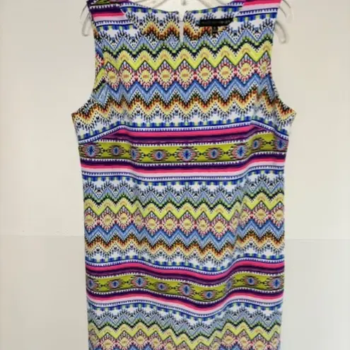 Madison Leigh 16 Sleeveless Shift Dress Zig Zag Chevron Bright Tassel Whimsygoth
