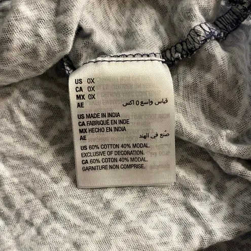 Boho Geometric Print Peasant Blouse Navy White Style & Co 0X Blue