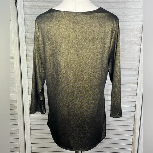 Thalia Sodi Gold Metallic Wrap Front Blouse-XL