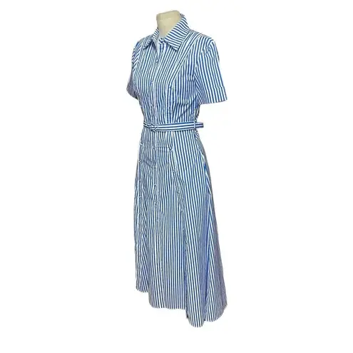 Nicholas Tiana Cotton Shirt Dress In Bengal Stripe Olympic Blue Size US 0