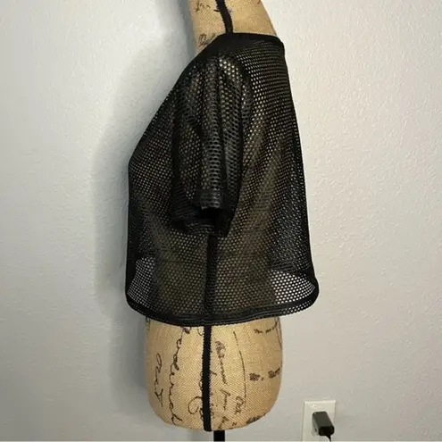 Koral Womens size S Black Terrain Open Mesh Crop Top Logo Active Gym Breathable