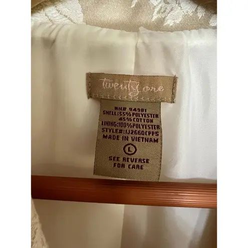 Forever 21  Cream Floral Brocade Button Front Coat Dressy Blazer Women’s L