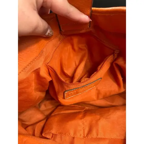 Relic SKU 7837 Orange Leather Shoulder crossbody handbag With Bamboo Handles