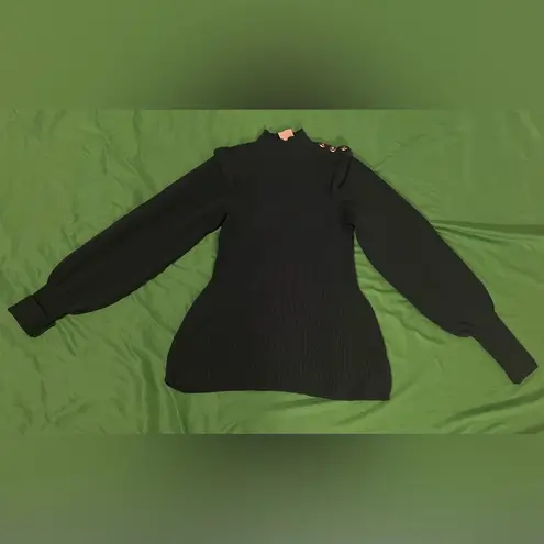 River Island NWT Dark Green Ribbed Sweater with Button Detail size 6