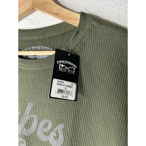 Chillionaire By Affliction Babes & Beer Graphic Long Sleeve Thermal Shirt S NWT Green