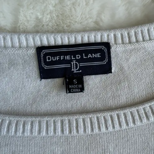 Duffield Lane Flamingo Sweater Ivory Resort Knit Top Round Neck Viscose Size S White